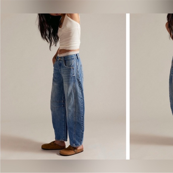 NWOT Free People We The Free Good Luck Mid-Rise Barrel Jeans ultra high beam 26 - Picture 5 of 16